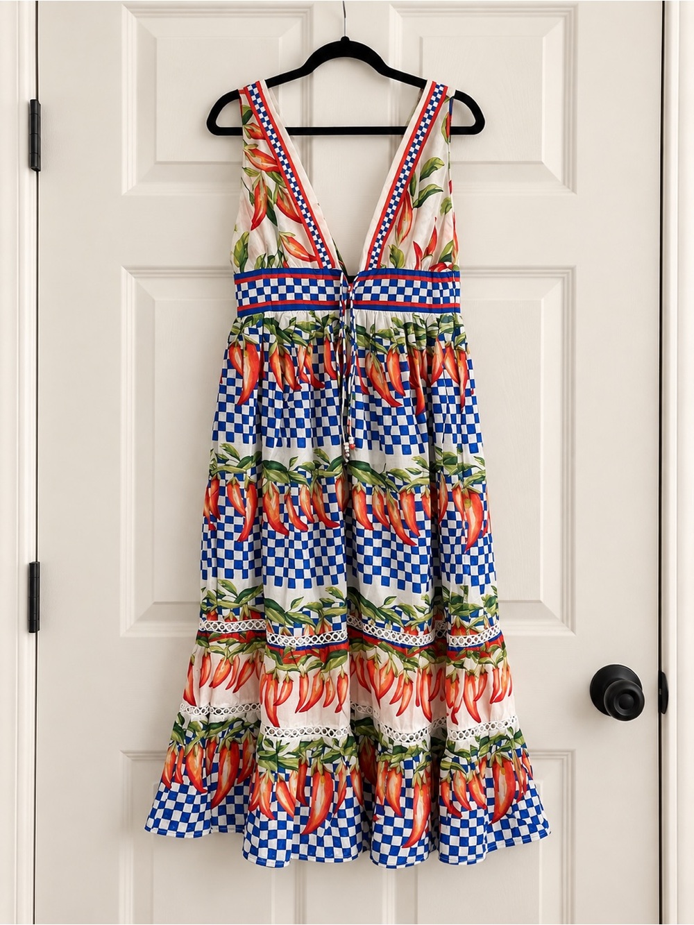 FARM Rio Picnic Peppers Ainika Tiered Midi Dress Size M